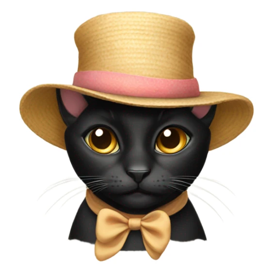 Black female cat wearing funny hat sticker