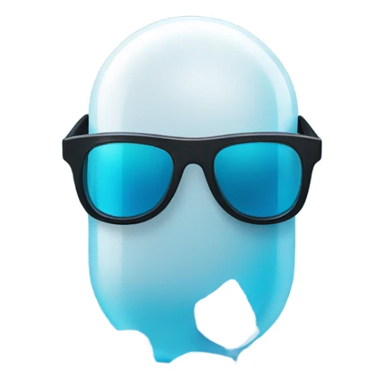 Pill with sunglasses on top of ice sticker