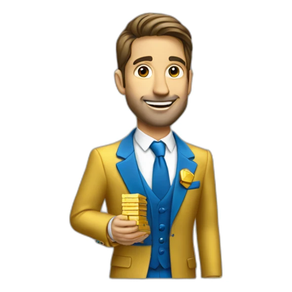 Posh-man-with-blue-suit-offering-goldbar sticker