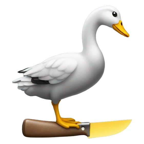 regular goose emoji holding with the yellow hand a knife  sticker