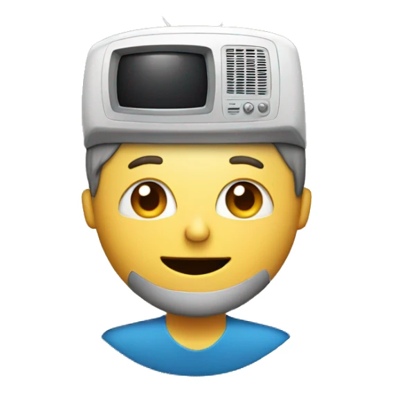 A person wearing a tv on their head sticker