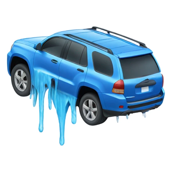 Blue suv melting like an ice block in the sun sticker