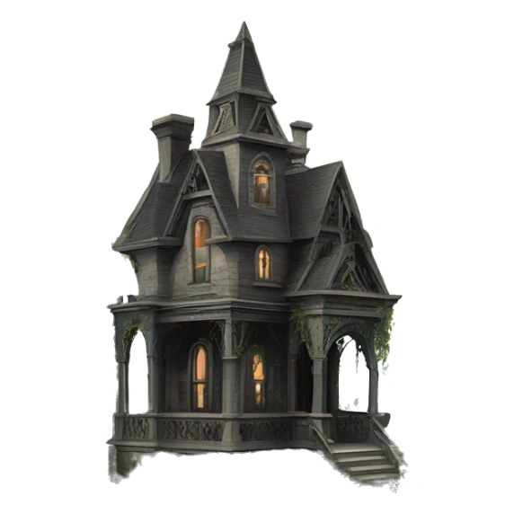 Romantically overgrown Haunting graveyard field Victorian mansion birdhouse  sticker