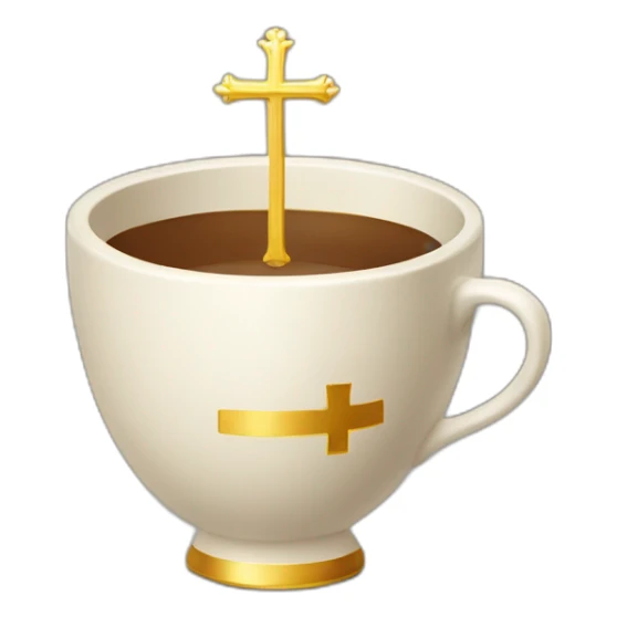 royal empty Christian cup for the winner with a cross on royal background sticker
