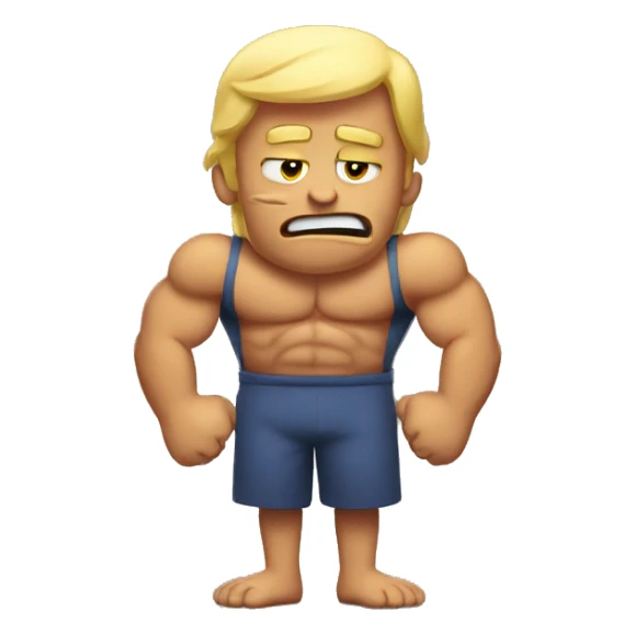 Shrugging emoji with a muscle flex sticker