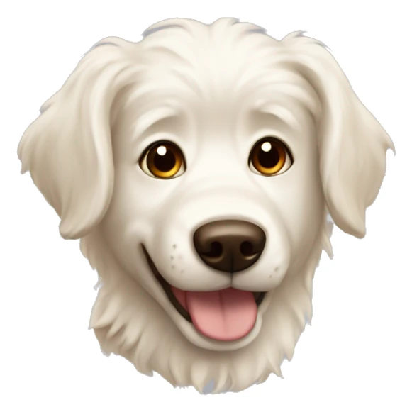 Furry cream dog with semi lifted brown ears sticker