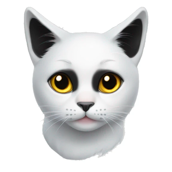 White cat with black fur on ears and black spot around right eye sticker