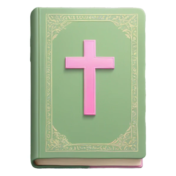 Open Light Sage green holy Bible with pink cross on the cover and light coloured gardens coming on the cover  sticker