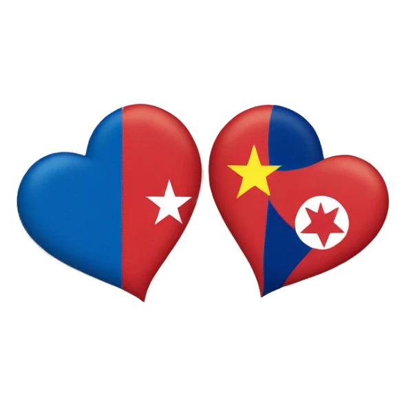 A heart between the Vietnamese flag and the Korean flag sticker