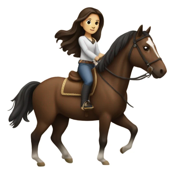 Brunette girl on a horse sticker