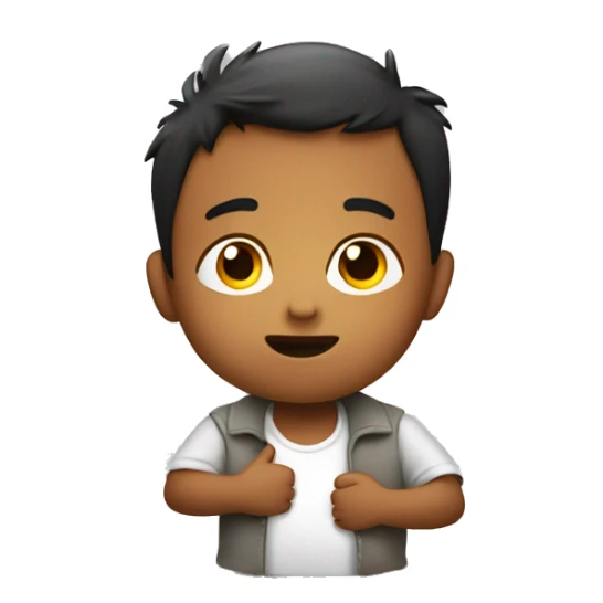 child shrugs his shoulders and spreads his arms  sticker