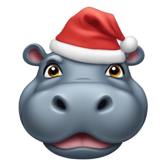 Hippo wearing a Christmas hat sticker