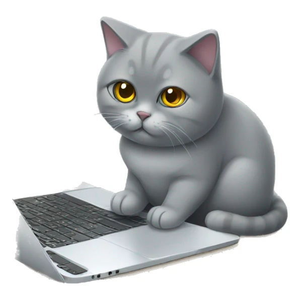 british shorthair cat trading on laptop sticker