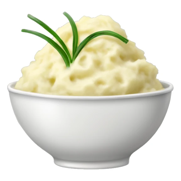 Mashed potatoes in a bowl with chives on top sticker