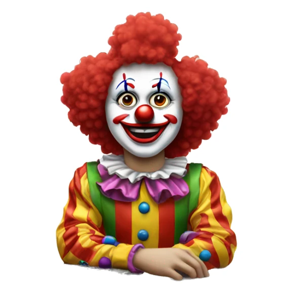 clown original emoji siting in front of PC sticker