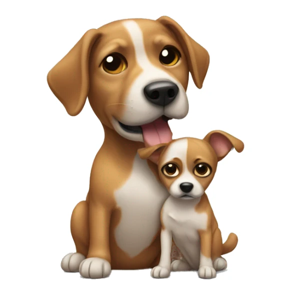 Dog touching his ears holding a small dog sticker