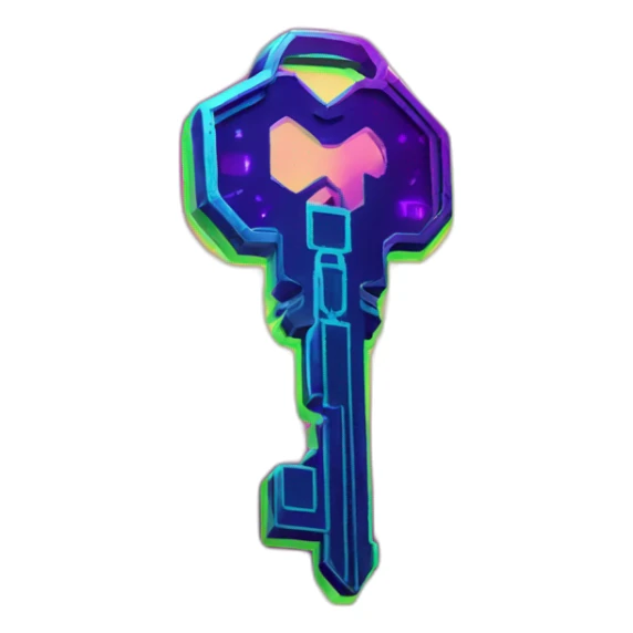 Keys in a cyberpunk environment with neon lighting. sticker