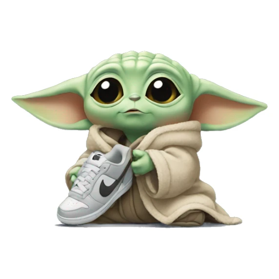  BABY YODA HOLDING NIKE SHOES sticker