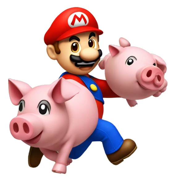 Mario kicking a pig sticker