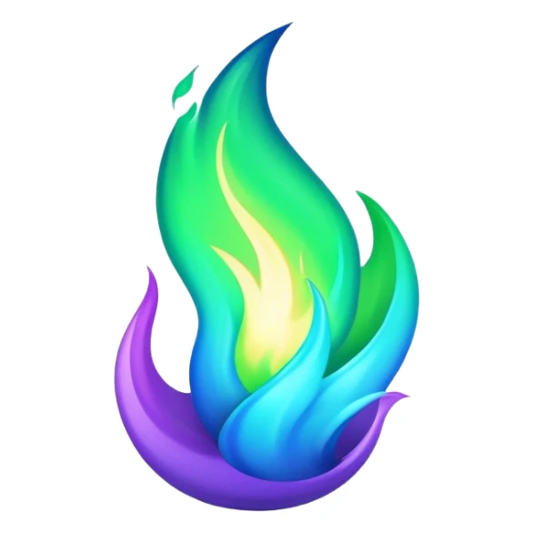 Shiny epic green blue and purple flame sticker