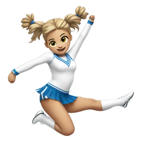 Jumping-splits-white-Cheerleader-pigtails  sticker