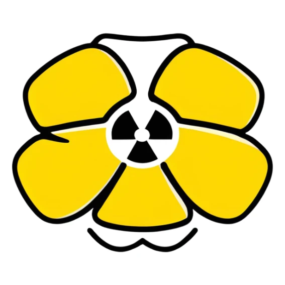 Bright yellow and black radiation hazard trefoil symbol warning sign sticker