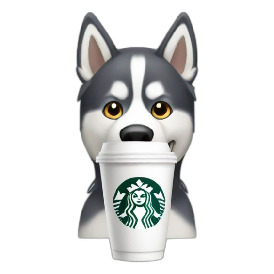 Husky with sturbucks cup on their nose sticker