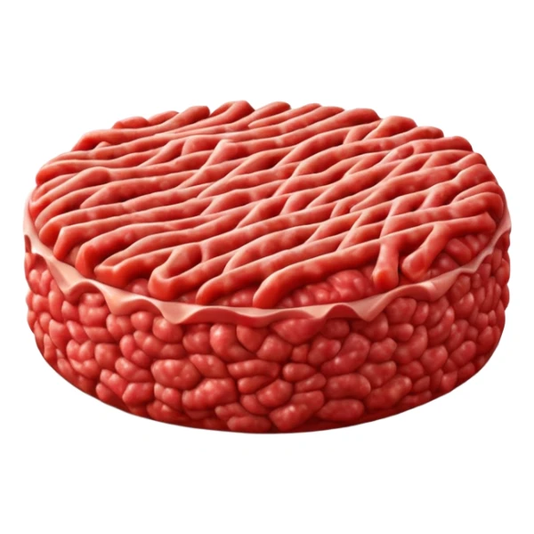 raw ground meat object icon, fresh minced beef, 3D cartoon, mobile game icon style, clean background, soft shadow, no text, no watermark sticker