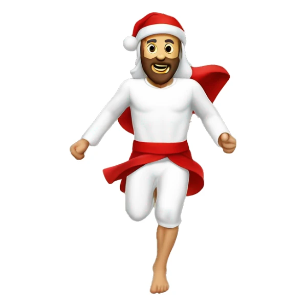 skipping sprint Jesus santa costume sticker
