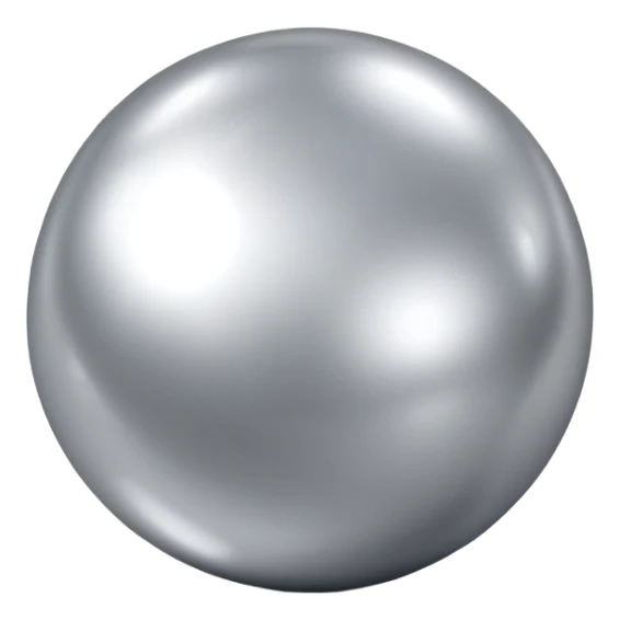 Perfectly smooth glossy metallic silvery polished alloy shiny tin foil ball sticker