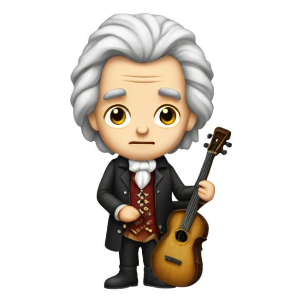 Chibi Beethoven older standing frown banjo sticker