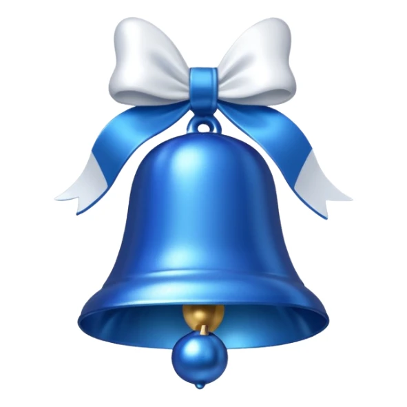 shine blue christmas bell with white ribbon sticker