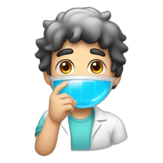 chemistry boy with black hair and his instumants on his hand sticker