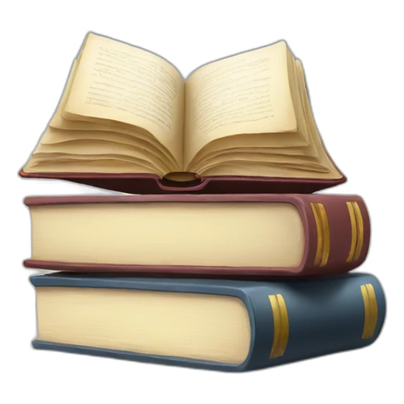 an open book and a stack of books sticker