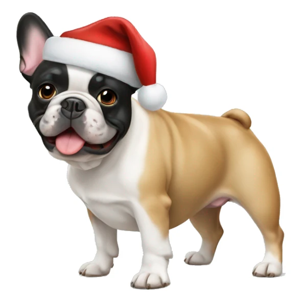 Black and tan French bulldog in Santa hat sticker