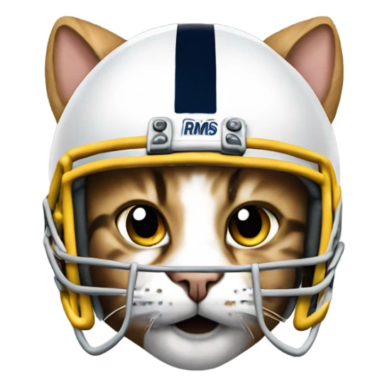 Tabby cat wearing rams football helmet sticker