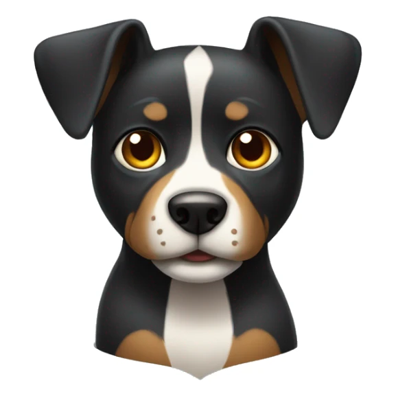 Perro negro con un corazón partido en el pecho sticker