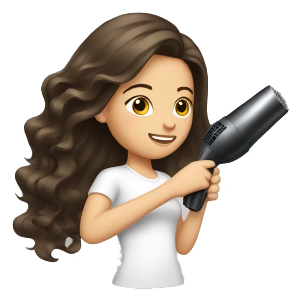 Brunette girl blow drying hair sticker