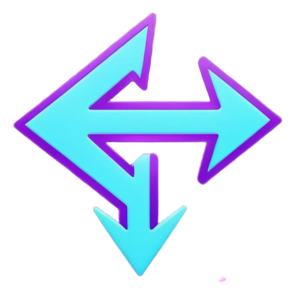 futuristic minimalistic glowing reload arrow symbol, purple and cyan energy glow, dark background, clean modern design, 1:1 aspect ratio, no face sticker