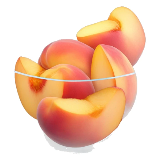 Pink peach slices in a clear glass bowl  sticker