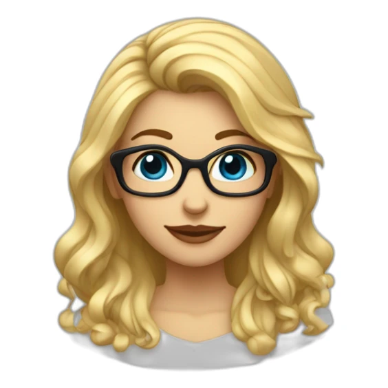 chica rubia con pelo largo ondulado, ojos azules con gafas negras sticker