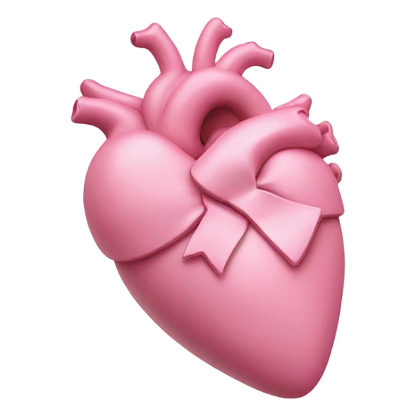 Pink anatomical heart pastel pink with bow sticker