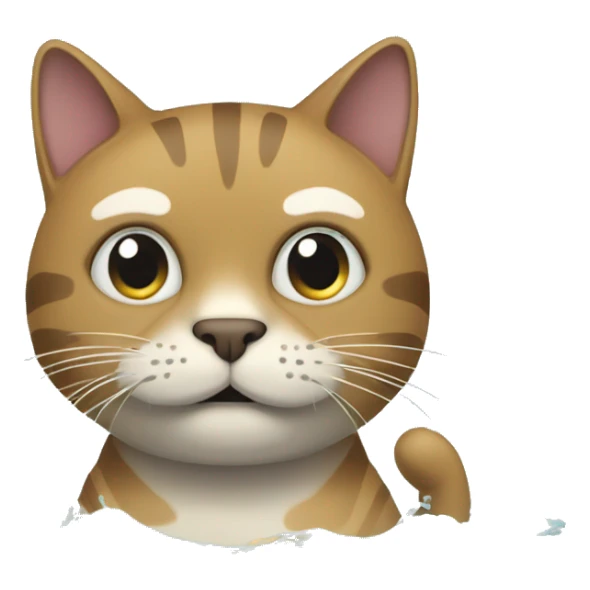 Generate an emoji that depicts a cat swimming while looking anxious. sticker