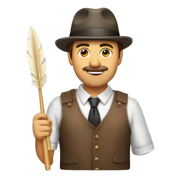 Hombre con pincel y pluma en mano sticker