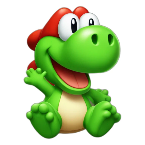 YOSHI from MARIO sitting with red shoes on sticker