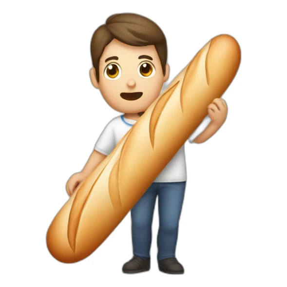 a french person holding a baguette, confused sticker