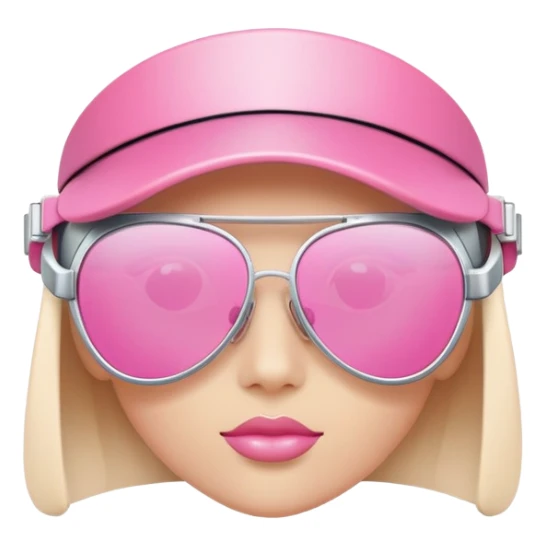 pink visor sunglasses with small decorative elements, fashion forward Y2K style sticker