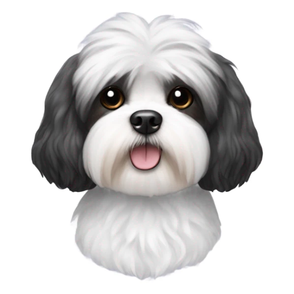 Shih Tzu poodle face with black and white fur ￼ sticker