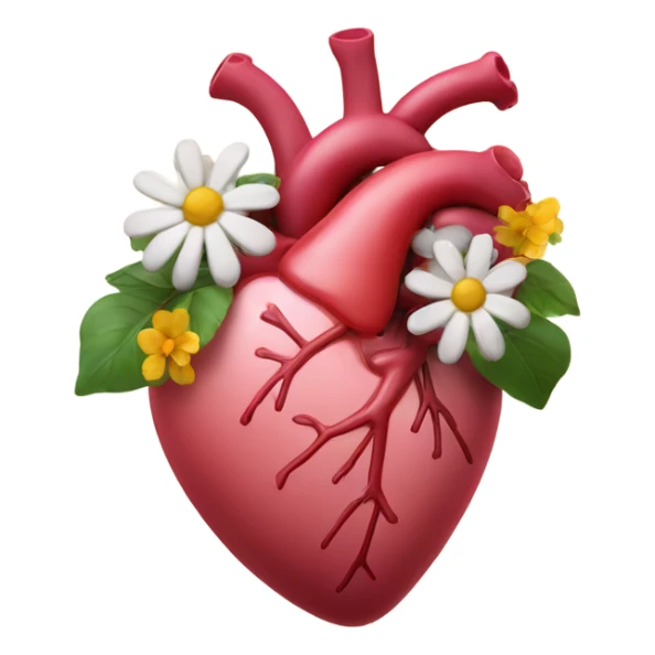 organ heart with flowers growing out of it sticker