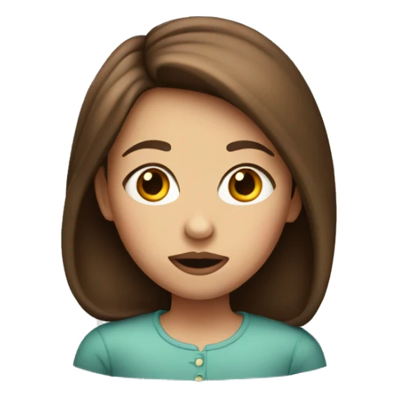 A girl with inflated lips and brown hair sticker